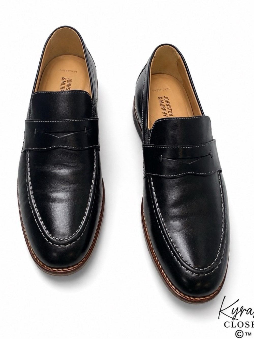 Johnston & Murphy Penny Loafers Black Full Grain Leather Men’s 10.5 M